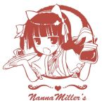  anna_miller brand_name_imitation brand_name_parody cat_ears cup fang gokou_ruri jpeg_artifacts monochrome nakajima_yuka ore_no_imouto_ga_konna_ni_kawaii_wake_ga_nai pitcher tray waitress 