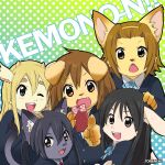  akiyama_mio animal_ears animalization anime artist_name blue_eyes blush bow brown_eyes bunny_ears buttons canine cat cat_ears cat_tail claws cub dog dog_ears fang feline fox_ears furry goat goat_ears goat_girl gray_eyes happy hirasawa_yui horns k-on k-on! kemono kemonomimi_mode kotobuki_tsumugi lagomorph looking_at_viewer multiple_girls nakano_azusa one_eye_closed open_mouth polka_dot polka_dot_background rabbit ribbons schoolgirl tail tainaka_ritsu toraneko toraneko38 toraneko_(38) uniform 