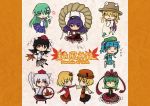  absurdres aki_minoriko aki_shizuha chibi highres inubashiri_momiji kagiyama_hina kawashiro_nitori kochiya_sanae kujira-kousen moriya_suwako mountain_of_faith multiple_girls shameimaru_aya touhou yasaka_kanako 