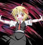  bad_id blonde_hair dark fang kenntairui_(discover_souya) kirino_souya outstretched_arms red_eyes ribbon rumia short_hair solo the_embodiment_of_scarlet_devil touhou youkai 
