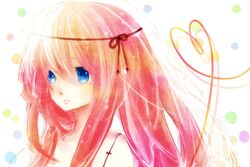  blue_eyes close heart megurine_luka pink_hair ribbon sad vocaloid 