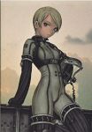  bodysuit helmet highres last_exile monochrome murata_renji muted_color muted_colors scan short_hair solo tatiana_wisla 