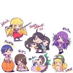  araragi_karen araragi_koyomi araragi_tsukihi backpack bad_id bag bakemonogatari basketball black_hair black_legwear black_thighhighs blonde_hair blue_eyes blue_hair brown_hair chibi goggles goggles_on_head hachikuji_mayoi hair_over_one_eye helmet kanbaru_suruga katana kissshot_acerolaorion_heartunderblade kizumonogatari long_hair monogatari_(series) orange_eyes oshino_shinobu piro_(artist) purple_hair randoseru red_eyes sengoku_nadeko senjougahara_hitagi short_hair stationery sword thigh-highs thighhighs weapon yellow_eyes 