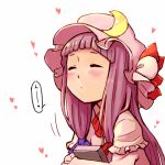  bangs blunt_bangs blush book book_hug bust closed_eyes crescent face hat long_hair patchouli_knowledge purple_hair ryuhey solo touhou 