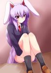  1girl animal_ears blazer holding_legs long_hair purple_hair rabbit_ears rating red_eyes reisen_udongein_inaba solo touhou very_long_hair yakumo_nanahara 