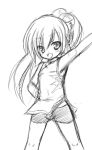  child china_dress chinese_clothes cilfy fang hand_on_hip hips long_hair monochrome phantasy_star phantasy_star_portable_2 phantasy_star_universe ponytail sketch traditional_media 