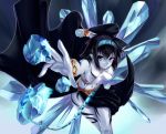  black_hair blue_eyes celsius hairband highres ice leaning_forward midriff navel nksk pointy_ears short_hair tales_of_(series) tales_of_symphonia tattoo 