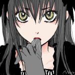  biting face finger_biting gothic_lolita hands lolita_fashion lowres moyashimon portrait trap yellow_eyes yuuki_kei 