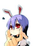  animal_ears bad_id bunny_ears bunny_tail cheek_poke chibi fuji-k minigirl poking purple_hair red_eyes reisen_udongein_inaba solo tail touhou 
