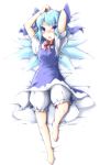  absurdres barefoot bloomers blue_eyes blue_hair cirno highres lying revised revision short_hair solo toor_0111 touhou wings 