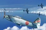  a6m_zero cloud clouds flying grumman_f6f kawasaki kawasaki_ki-61 kawasaki_ki-61_hien kcme ki-61 military original weapon world_war_ii wwii 