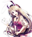  bisonbison blonde_hair bunny bunny_ears hairband long_hair open_mouth original rabbit red_eyes solo 