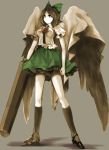  absurdres arm_cannon black_hair bow breasts cape crystaline_lens hair_bow highres long_hair red_eyes reiuji_utsuho short_hair solo third_eye touhou weapon wings 