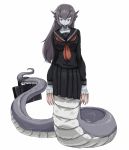  close_(artist) long_hair monster_girl naga original pointy_ears scales school_uniform setouchi_(blackse) snake solo tail 