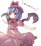  :o bat_wings blue_hair fuguno hat outstretched_arms red_eyes remilia_scarlet solo spread_arms touhou wings 
