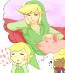  !? black_eyes blonde_hair dark_skin hat heart link nintendo pig pointy_ears saiba_(henrietta) scarf smile tetra the_legend_of_zelda toon_link wind_waker 