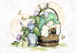 absurdres bucket flower_pot girl_in_bucket green_hair highres ikkaku in_bucket in_container kisume sleeping solo touhou 