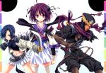  blue_hair miyama-zero nanjou_ran ninja purple_hair scan sengoku_rance short_hair sword thigh-highs thighhighs weapon 