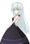  alternate_costume bare_shoulders black_dress bow breasts choker dress frown katrina_elesius long_hair payot ribbon solo syou syou_(crecre) white_background white_hair wild_arms wild_arms_xf yellow_eyes 
