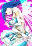  angel bare_shoulders blue_hair bracelet breasts bridal_gauntlets choker green_eyes halo heart jewelry kmikan long_hair multicolored_hair panty_&amp;_stocking_with_garterbelt pink_hair simple_background skirt smile solo stocking_(character) stocking_(psg) wings 