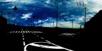  dark highres no_humans original power_lines road scenery shimei_jien sky skyline still_life 