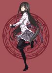  akemi_homura black_hair hairband long_hair looking_back magic_circle magical_girl mahou_shoujo_madoka_magica one_leg_up pantyhose purple_eyes sami_(artist) sami_(object_dump) skirt solo standing_on_one_leg violet_eyes 