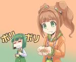  bag beans brown_hair dan_(orange_train) green_eyes hoodie idolmaster long_hair masu otonashi_kotori purse saliva setsubun takatsuki_yayoi tears twintails 