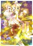  akino_rinko arm_warmers blonde_hair blue_eyes brother_and_sister detached_sleeves hair_ornament hair_ribbon hairclip headphones highres kagamine_len kagamine_len_(append) kagamine_rin kagamine_rin_(append) leg_warmers ribbon short_hair shorts siblings takenoko_no_sato twins vocaloid vocaloid_append 