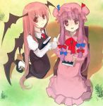  bad_id bat_wings blush book chain chirosuke from_above grass head_wings kneeling koakuma long_hair mary_janes multiple_girls open_mouth pantyhose patchouli_knowledge shoes sitting smile the_embodiment_of_scarlet_devil touhou white_legwear wings 
