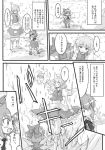  bow cirno comic hair_bow ice letty_whiterock monochrome multiple_girls snow snowing touhou translated wings yatsuka 