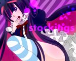  finger_in_mouth kanako424kk open_mouth panty_&amp;_stocking_with_garterbelt stocking_(character) stocking_(psg) striped striped_legwear striped_thighhighs thigh-highs thighhighs wink 