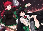  absurdres black_hair bow braid cape cat_ears hair_bow halo highres kaenbyou_rin kt2 long_hair multiple_girls red_eyes red_hair redhead reiuji_utsuho short_hair third_eye touhou twin_braids twintails wheelbarrow wings zombie_fairy 