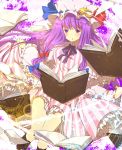  bad_id blush book breasts crescent harukiti hat long_hair magic_circle patchouli_knowledge purple_eyes purple_hair solo touhou violet_eyes 