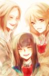  bow brown_eyes brown_hair closed_eyes eyes_closed happy highres hoe_satsuki kimi_ni_todoke kuronuma_sawako long_hair satsuki_(artist) school_uniform short_hair sketch smile tears yano_ayane yoshida_chizuru 