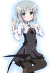  blush green_eyes military military_uniform pantyhose sanya_v_litvyak short_hair silver_hair strike_witches thump!! uniform 