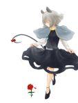  animal_ears bow capelet closed_eyes curtsey flower grey_hair highres jewelry kotaro-nosuke mouse_ears mouse_tail nazrin pendant red_rose ribbon rose skirt skirt_lift solo tail tail_ribbon touhou 