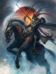  arrow barding bow_(weapon) halberd hayaken helmet horse horseback_riding lu_bu original polearm red_hare riding ryofu spear weapon 
