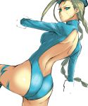  absurdres ass back bad_id beret blonde_hair blue_eyes braid breasts cammy_white hat highres incomplete s_tanly sketch street_fighter twin_braids 