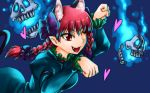  animal_ears braid cat_ears cat_pose cat_tail chinese dos_(artist) extra_ears kaenbyou_rin paw_pose red_eyes red_hair redhead short_hair solo tail touhou twin_braids twintails 