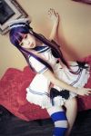 artist_request cosplay dress dutch_angle frilled_dress frills hat long_hair multicolored_hair nail_polish panty_&amp;_stocking_with_garterbelt photo single_thighhigh sitting solo stocking_(character) stocking_(psg) striped striped_legwear striped_thighhighs thigh-highs thighhighs 
