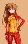  brown_hair chikuyama evangelion:_2.0_you_can_(not)_advance hand_on_hip hips latex long_hair navel neon_genesis_evangelion plugsuit rebuild_of_evangelion shikinami_asuka_langley soryu_asuka_langley souryuu_asuka_langley test_plugsuit 