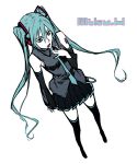  aqua_eyes aqua_hair boots detached_sleeves foreshortening from_above hatsune_miku headset long_hair necktie open_mouth sami_(artist) sami_(object_dump) skirt solo thigh-highs thigh_boots thighhighs twintails very_long_hair vocaloid 
