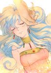  bare_shoulders blonde_hair blue_hair choker closed_eyes dress earrings eyelashes eyes_closed hands jewelry long_hair mosako multicolored_hair nia_teppelin sleeping solo strapless_dress tengen_toppa_gurren-lagann tengen_toppa_gurren_lagann two-tone_hair 