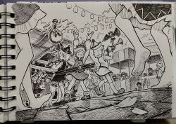  6+girls absurdres animal_ears barefoot blush boots bottle bow bow_(music) building camera closed_eyes commentary_request cone_horns crescent crescent_hat_ornament detached_sleeves dress drum drumsticks english_commentary feet flying greyscale grin hair_bobbles hair_bow hair_ornament hair_tubes hakurei_reimu hakurei_shrine hat hat_ornament highres holding holding_bottle holding_bow_(music) holding_camera holding_drumsticks holding_instrument holding_violin horikawa_raiko horns instrument inubashiri_momiji japanese_clothes kawashiro_nitori key keyboard_(instrument) kijin_seija kimono kirisame_marisa kneehighs kochiya_sanae konpaku_youmu lantern loafers long_hair long_sleeves lunasa_prismriver lyrica_prismriver market_stall merlin_prismriver mixed-language_commentary mob_cap monochrome multiple_girls music one_eye_closed open_mouth outdoors paper_lantern photo_(medium) playing_instrument pom_pom_(clothes) ribbon-trimmed_sleeves ribbon_trim saigyouji_yuyuko shameimaru_aya shirt shoes short_sleeves siblings sisters sitting_on_drum skirt small_horns smile socks sukuna_shinmyoumaru summer_festival suteruko tail toes tokin_hat touhou traditional_media trumpet tsukumo_benben tsukumo_yatsuhashi two_side_up vest violin witch_hat wolf_ears wolf_girl wolf_tail yamashiro_takane 