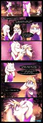  1boy 1girl 2021 2d aged_down animal_ears anthro aqua_eyes arms_behind_back artist_name asgore_dreemurr barefoot blonde_hair body_fur bow brown_shorts closed_eyes comic commentary commission couple crying cyaneworks digital_media dirty dress droopy_ears edit english_commentary english_text fangs female floppy_ears full_body furry furry_female furry_male furry_with_furry goat goat_boy goat_ears goat_girl goat_horns hair_bow hand_on_another's_shoulder hand_on_own_chest hetero horns kiss knees_up long_sleeves male mammal monster monster_boy monster_girl outdoors purple_bow purple_dress purple_ribbon purple_sweater ribbon short_hair shorts sitting sky speech_bubble stitched sunset sweater tall_image tears text third-party_edit toriel tree undertale upper_body utdr_(toby_fox) violet_eyes walking white_fur white_horns white_ribbon 