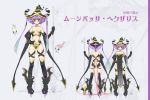  axe bags_under_eyes boots breasts character_sheet cleavage elf gloves hat high_heels original pixiv_fantasia pixiv_fantasia_5 pointy_ears purple_eyes purple_hair ribbon shoes siting_zeng turnaround violet_eyes weapon witch 