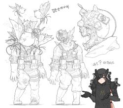 1boy 1girl adeline_(girls'_frontline) black_hair combat_helmet crystal elid_(girls'_frontline) giant_insect girls'_frontline_2:_exilium girls_frontline helmet highres nyto_(girls'_frontline) paradeus user_xmfv3428 varjagers_(girls'_frontline_2) zombie 