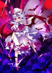  aya003030 bat bat_wings checkered checkered_floor hat highres red_eyes remilia_scarlet short_hair solo too_many_bats touhou wings 