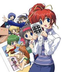  ... 6+girls ^^^ anger_vein arguing black_hair blonde_hair blue_cape blue_eyes blue_shirt blue_skirt bow box breast_pocket brown_eyes brown_hair brown_pants cape cardboard_box closed_mouth collared_shirt comedic_sweatdrop comic_party commentary_request cropped_jacket denim denim_skirt drawing_(action) dropping gloves green_bow green_hair green_vest haga_reiko hair_bow hair_over_shoulder hair_ribbon hairband hand_fan harisen hasebe_aya headset highres holding holding_fan holding_sketchbook inagawa_yuu jacket leaning_to_the_side long_hair long_sleeves low_twintails makimura_minami manga_(object) multiple_girls nib_pen_(object) official_art ooba_eimi open_clothes open_jacket open_mouth outstretched_arm pants pen pink_ribbon pocket purple_hair purple_sweater red_cape red_hair red_hairband red_vest ribbon round_eyewear sakurai_asahi semi-rimless_eyewear shirt short_hair short_twintails side_ponytail simple_background sketchbook skirt sleeve_cuffs sleeveless sleeveless_shirt sleeves_past_wrists smile speech_bubble spoken_ellipsis standing strap_slip striped_clothes striped_sweater sweater table takase_mizuki tears teeth through_medium through_page tsukamoto_chisa turtleneck turtleneck_sweater twintails two-sided_cape two-sided_fabric upper_teeth_only v-shaped_eyebrows vest violet_eyes visor_cap white_background white_gloves white_jacket white_shirt white_vest wristband yellow_ribbon yellow_shirt yuuki_shin'ichi 