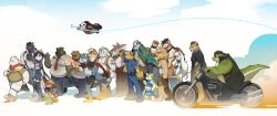  2girls 6+boys absurdres ashe_(furrybar) bad_source baddy_(furrybar) bear_boy beary_(furrybar) cat_girl dog_boy flying fox_boy frenos_(furrybar) frith_(furrybar) furry furry_female furry_male furrybar gufen_(furrybar) haohao_(furrybar) highres huang_(furrybar) kenno_(furrybar) king_(furrybar) lingo_(furrybar) lion_boy looking_at_another looking_to_the_side luna_(furrybar) motor_vehicle motorcycle multiple_boys multiple_girls official_art on_motorcycle panda_boy panther_boy peta_(furrybar) piero03432812 quentin_(furrybar) riding snow_(furrybar) tagar_(furrybar) takan_(furrybar) takei_(furrybar) tiger_boy twitter_banner tyrant_(furrybar) 